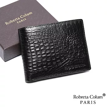 Roberta Colum - 經典鱷魚紋魅力真皮可拆7卡3照短夾-共2色黑