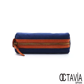 OCTAVIA 真皮 - 尼采牛津布系列 包容與被包容筆袋萬用小袋 - 長長藍