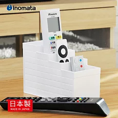 【日本INOMATA】日製客廳桌上遙控器小物4格梯形收納盒─2色可選─白 ─白
