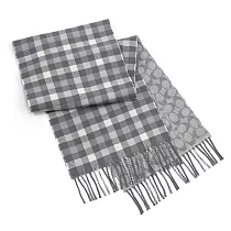 COACH 羊毛雙面流蘇圍巾-灰