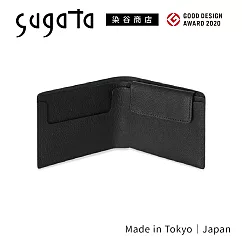 sugata 染谷商店|皮革雙折短夾 /黑色