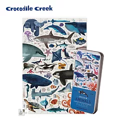 【美國Crocodile Creek】鐵盒圖鑑拼圖─海洋動物─150片