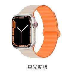 HOTGO Apple Watch 磁吸波紋錶帶 星光配橙