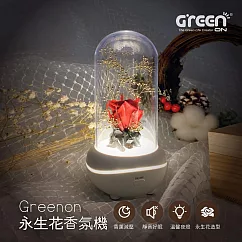 【Greenon】永生花香氛機 香薰減壓 / 靜音好眠 / 溫馨夜燈 / 永生花造型 紅色
