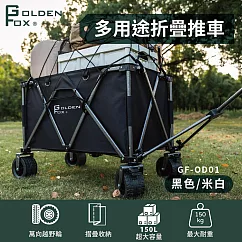 【Golden Fox】多用途折疊推車GF─OD01 (戶外手拉車/露營推車/越野款四輪拖車/摺疊拖車) 黑色