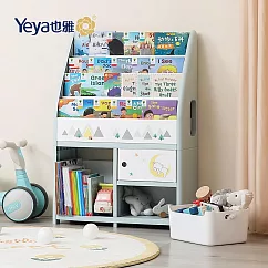 【Yeya也雅】萌想樂園兒童玩具繪本分類收納櫃(1大格+2小格1門+1儲物凳)─DIY─ 月光森林