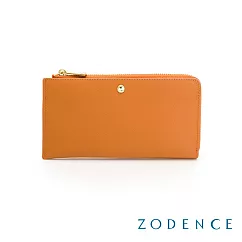 ZODENCE MINA進口真皮拉鍊長夾 豔陽橘