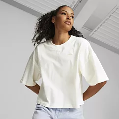 PUMA 流行系列Classics寬鬆短版 女短袖上衣─米白─53805299 L 白色