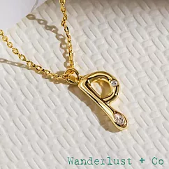 Wanderlust+Co 澳洲品牌 鑲鑽立體氣球字母項鍊 金色字母P項鍊 Alphabet Bubble