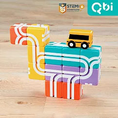Qbi益智磁吸軌道玩具─探索系列─快樂上學去：方塊堆疊組