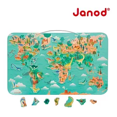 【法國Janod】磁性木質拼圖─恐龍地圖50pcs