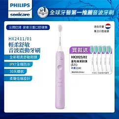 【Philips飛利浦】Sonicare輕柔舒敏音波震動牙刷(HX2411/01)+送5刷 紫