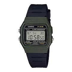【WANgT】CASIO 卡西歐 F─91WM 經典不敗方形復古運動電子膠錶 綠─3A