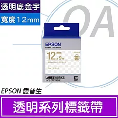 EPSON 原廠標籤帶 透明系列 LK─4TKN 12mm 透明底金字