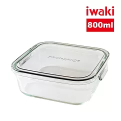 【iwaki】日本品牌耐熱玻璃微波盒─800ml 方蓋/灰色(原廠總代理)