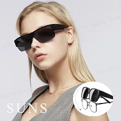 【SUNS】寶麗來偏光太陽眼鏡 霧黑框 半框墨鏡/套鏡 配戴輕量超無感 台灣製 抗UV400防眩光