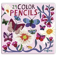 eeBoo 24色鉛筆(鐵盒) ─ Butterflies and Flowers Color Pencils 花花世界