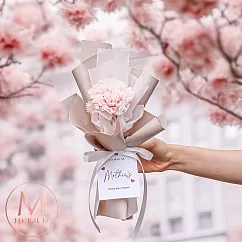 【Floral M】法式單支康乃馨永生花束(贈送母親節祝福卡) 質感粉