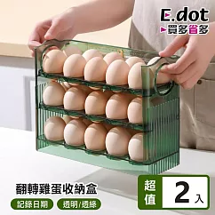 【E.dot】大容量自動彈蓋雞蛋收納盒 ─2入組 透綠