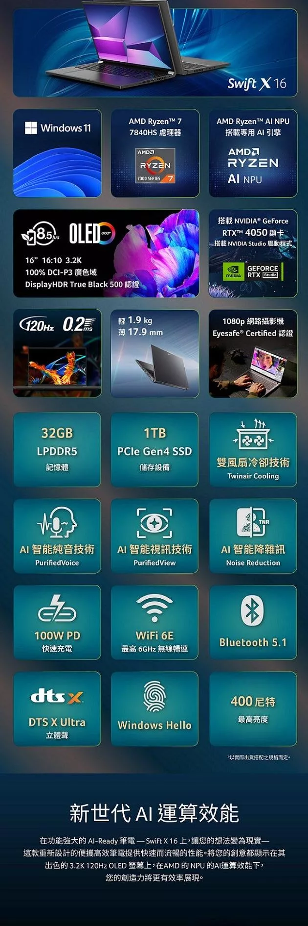 Acer宏碁 SFX16-61G - 詳情1