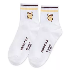 【ONEDER 旺達棉品】三麗鷗家族中筒襪 帕恰狗 布丁狗 酷企鵝 長襪 台灣製棉襪女襪- 布丁狗-條紋 PN-A303