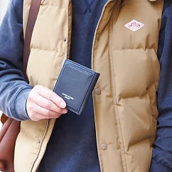 Baggy Port |沉穩大人味 日系質感壓紋牛皮中/短夾 深藍色