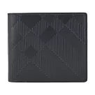 BURBERRY 經典格紋壓印小牛皮8卡對開短夾 黑色
