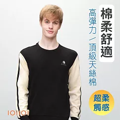 IOIIOI 長袖圓領衫 T恤 顯瘦肩膀設計 舒適好穿天絲棉 年輕好看 黑色 M 黑色