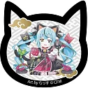 初音x招財貓貓型壓克力磁鐵：黑貓坐姿左手ver.