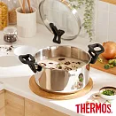 【THERMOS膳魔師】捷利不鏽鋼雙耳附瀝水蓋湯鍋24cm(FND-W24)