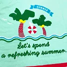 【日本丸真】Sun Heart 100公分可扣式吸水浴巾 夏日海島 夏日海島