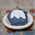 偷偷喊我｜ 富士山桃子口金包 - 霧灰藍