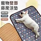【EZlife】寵物藤席珊瑚絨兩用墊(50x38cm) 藍色星星