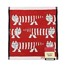 【日本丸真】LISA LARSON 北歐瑞典設計風洗臉巾  交錯貓咪 紅 交錯貓咪 紅