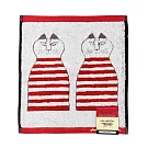 【日本丸真】LISA LARSON 北歐瑞典設計風洗臉巾  正坐貓咪 紅 正坐貓咪 紅