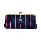 【日本丸真】MOON 英倫風復古雙扣筆袋   藍底粉條紋  藍底粉條紋