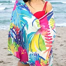 【MORINO摩力諾】超細纖維繽紛靚彩海灘巾/萬用巾/浴巾 彩繪電信蘭