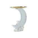 摩達客◉春節開運◉超萌祈願小白兔星星彎月頂托盤陶瓷擺飾-三色可選 粉藍