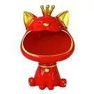 摩達客◉春節開運◉皇冠馬卡龍系設計招財貓開運擺飾(橘/紅二色可選) 紅色