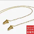 seoul show首爾秀 鱷魚夾珍珠兩用口罩掛繩鏈墨鏡平光眼鏡鍊老花近視防丟鍊  金色