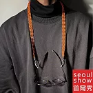seoul show首爾秀 寬帶波紋兩用口罩掛繩鏈墨鏡平光眼鏡鍊老花近視防丟鍊  黑橘