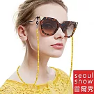 seoul show首爾秀 水晶花紋串珠兩用口罩掛繩鏈墨鏡平光眼鏡鍊老花近視防丟鍊  黃色