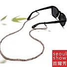 seoul show首爾秀 水晶花紋串珠兩用口罩掛繩鏈墨鏡平光眼鏡鍊老花近視防丟鍊  灰色