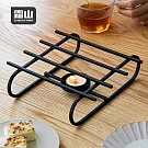 【日本霜山】鐵藝烤漆溫茶用蠟燭台