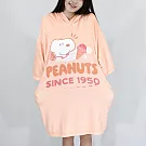 【SNOOPY史努比】75週年紀念罩袍 浴袍 毛巾衣- 好想吃(粉)
