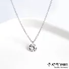 【Sayaka紗彌佳】925純銀永恆璀璨圓形單鑽造型項鍊 ─ 白金色