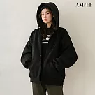 【AMIEE】簡約寬鬆連帽外套(KDC─8345) M 黑色