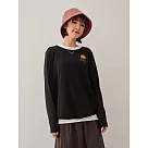 【慢。生活】笑臉刺繡前短後長寬版休閒T恤 10730  FREE 黑色
