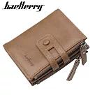 【Baellerry 佰利瑞】12卡搭扣商務雙拉鏈零錢男用短夾(D3206) _淺咖色