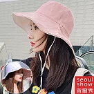 seoul show首爾秀 雙面戴素面大帽簷漁夫帽四季防曬遮陽帽 粉/白